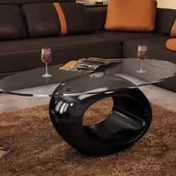 Coffee Table Black Glossy Glass Top