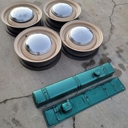 1(contact info removed) 1940 Buick 16 Inch Rims 5 Lug With Hubcaps  And  Valve Cover $250