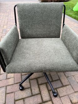 Green Boucle Office Chair with Black Frame