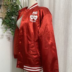 Hija De Tu Madre Red Cherry Logo Satin Bomber Jacket