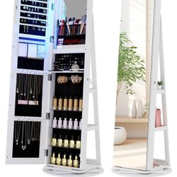 61in. Mirror Jewerly Cabinet Standing Rotating