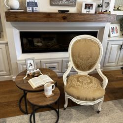 Antique Victorian Parlor Chair with Side Nesting Tables.