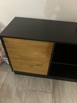 Black and Wood TV Stand with Storage