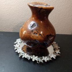 GORGEOUS Aspen Wood Colorado Burl Wood 6" Squat Vase
