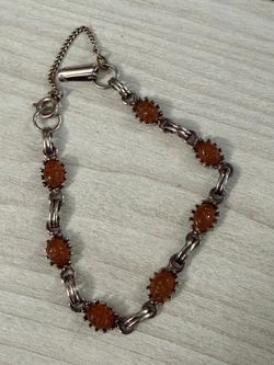 Pulsera Stainlend Piedras cuarzo ámbar joyería antigua