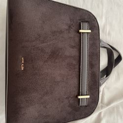 Anne Klein Dark Brown Suede-Like Tote Bag 