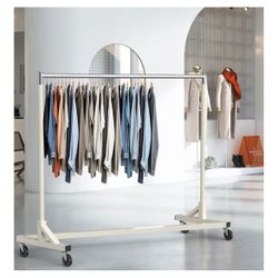  Industrial Grade Z-Base Garment Rack, 500lb Load with 63 Inches Extra Long Bar, Gray