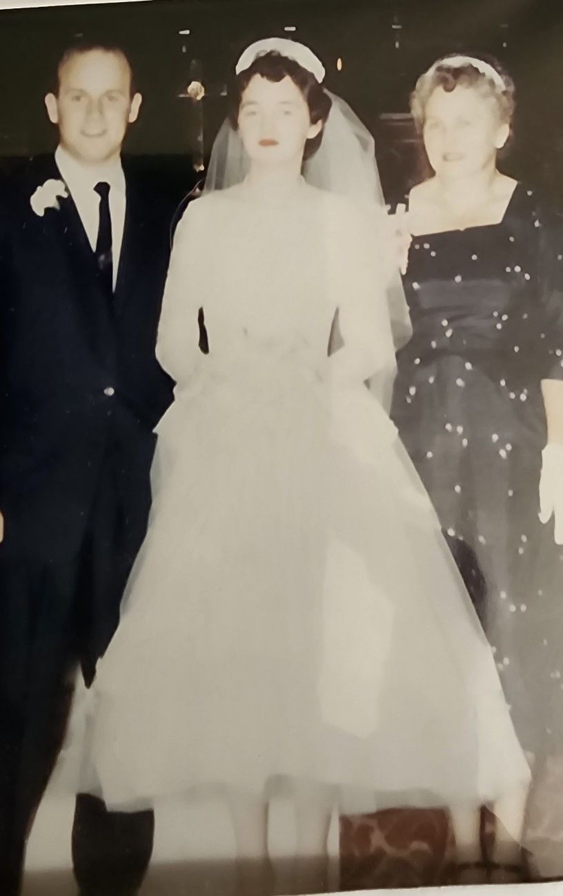1957 by Arden of Campus Bridal Vintage Lace Wedding Dress And Veil