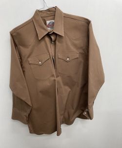 Cowboy Work Wear Mens Western Shirt Denim Premium Quality XL Long Sleeve -BROWN