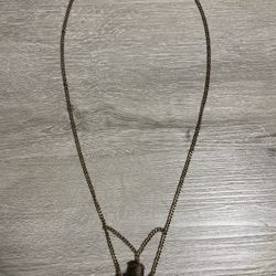 Detailed Amulet Necklace w/Turquoise + Coral Red Colored Stones Pendant Vintage