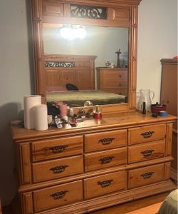 Wood Dresser with Mirror