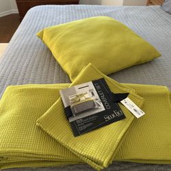King Size Coverlette With 2 King Size Shams and One Large Decorative Pillow 