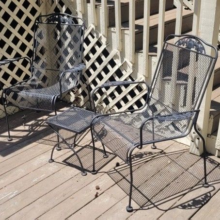 3pc Vintage Wrought Iron Patio Furniture Set