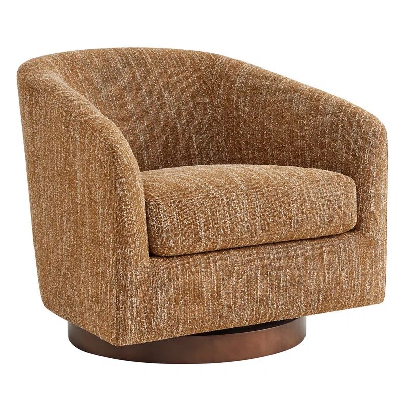 Brand new Bennett Upholstered Swivel Barrel Chair. (color Mellow Mustard Boucle