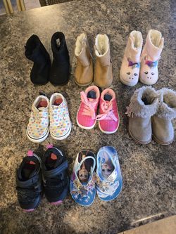 size 5 girl shoes lot disney Frozen Elsa and Anna, vans, k-swiss, boots