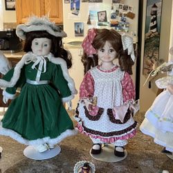 DOLLS WITH STANDS, 4, $5 Ea.