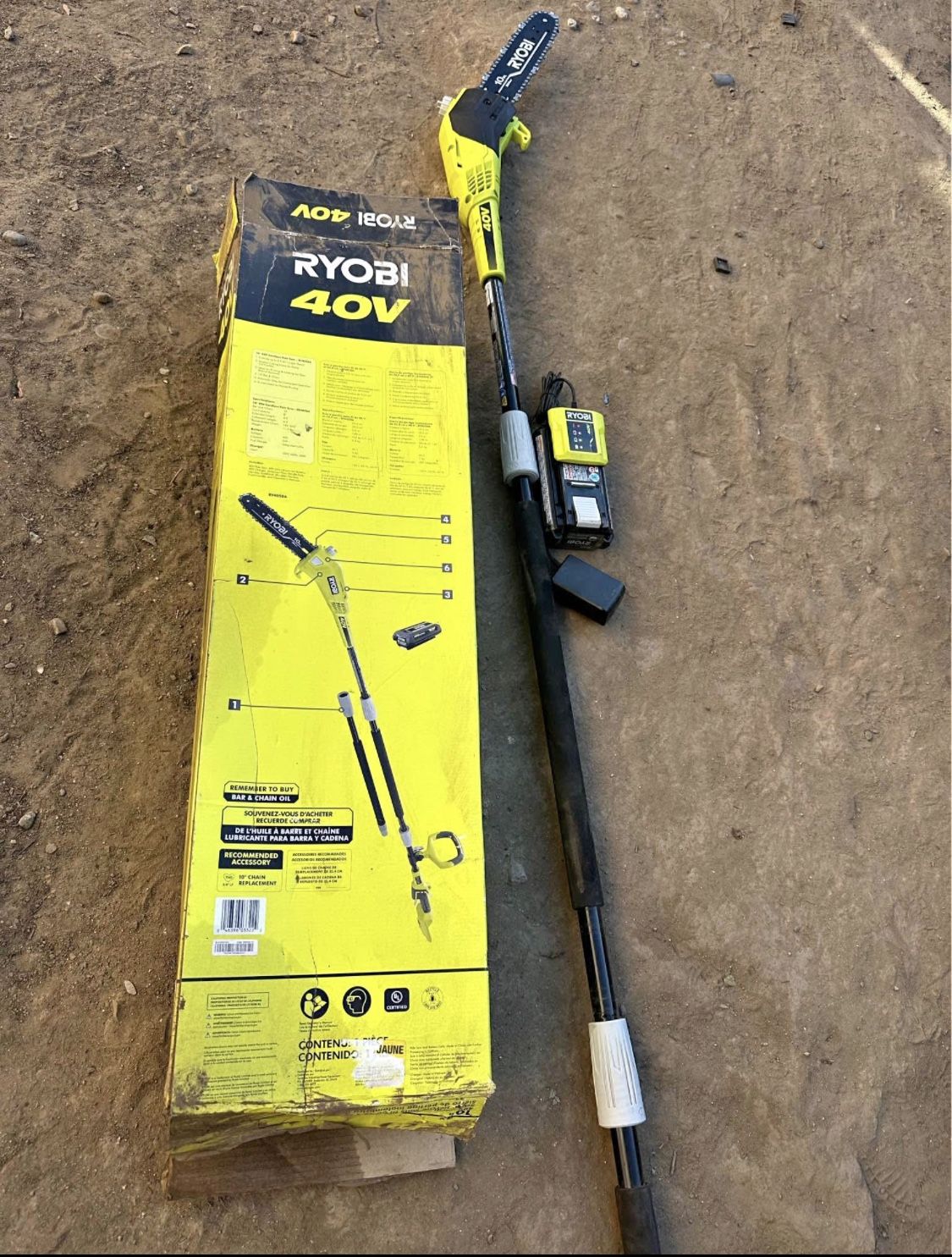 RYOBI 40V 10 in. Cordless Battery Pole Saw with 2.0 Ah Battery and Charger