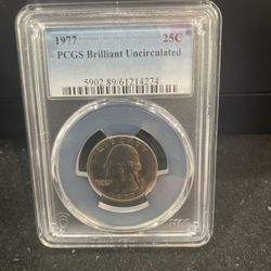 1977 P Brilliant Uncirculated Washington Quarter Graded By PGCS 5-15