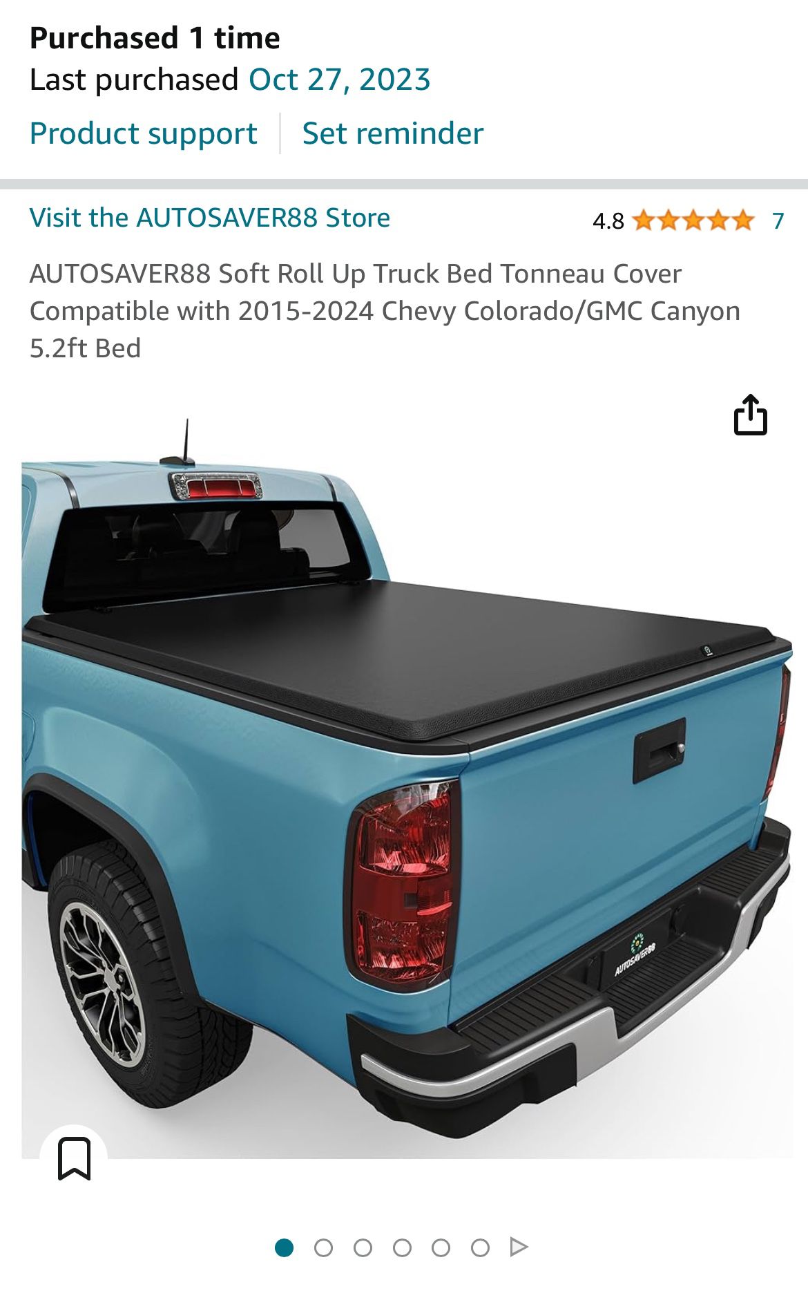 Soft Roll Up Truck Bed Tonneau Cover Compatible with 2015-2024 Chevy Colorado/GMC Canyon 5.2ft Bed