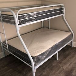 Twin over full bunk beds frame and free delivery in box with the mattress and