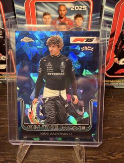 2025 Topps Chrome F1 Kimi Antonelli "On The Move" Sapphire Edition #185.