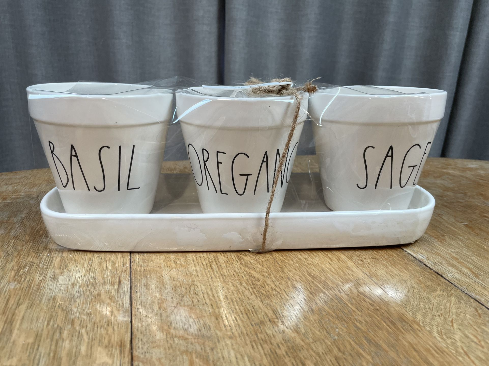 New Rae Dunn Ceramic Herb Planter Set