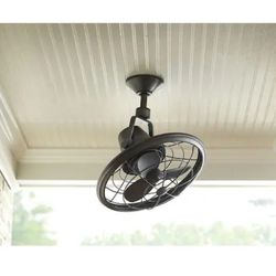 Ceiling Fan 18 in. Indoor/Outdoor Tarnished Bronze Oscillating with Wall Control
