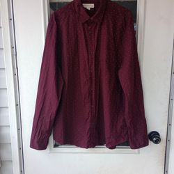 Aeropostale Shirt Adult XL Burgundy Long Sleeve Button Up Casual Mens