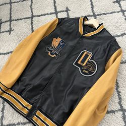 Zara Leather Varsity Jacket size XL