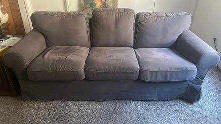 Gray 3-Seat Fabric Sofa