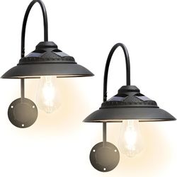OPEN BOX / NEVER USED - Solar Barn Lights Set of 2 with Motion Sensor (Black)