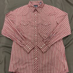 Wrangler Western Shirt Pearl Snap Long Sleeve Size XL Tall