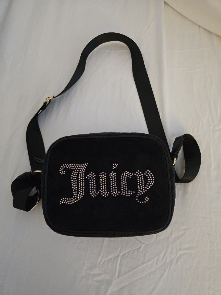 Juicy Couture Black Licorice Velvet Cross Body Bag