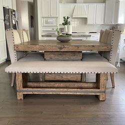 Rustic Farmhouse 6 Seater Square Dining Set
