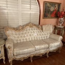 French Provincial Couch Sofa Headboard Furniture Estate Sale