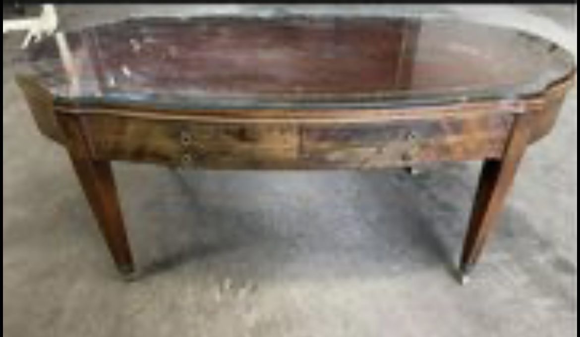 Weiman Antique English Regency Glass Top Coffee Table with drawer 5309