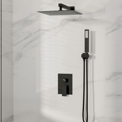 Brand New In The Box- Luxury Rainfall Shower Systems, Wall Mounted Shower Faucet Trim Kit Rough-In Valve Includes 12 Inch Rain Shower Head And Handhel