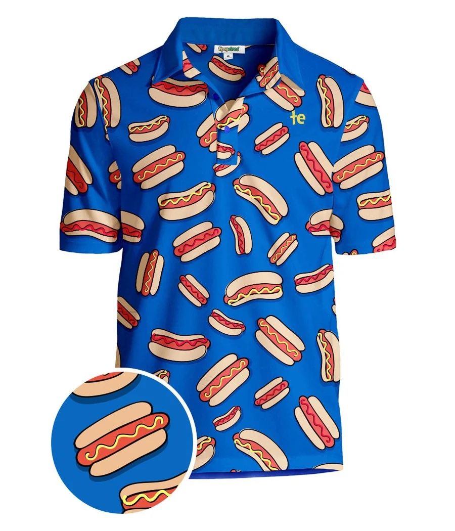 Tipsy elves hot dog golf polo shirt PGA size large Malbon brand new