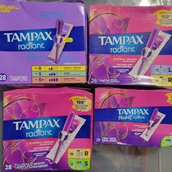 Tampax Radiant Tampons Light/Regular/Super/Super+ Absorbency Unscented 