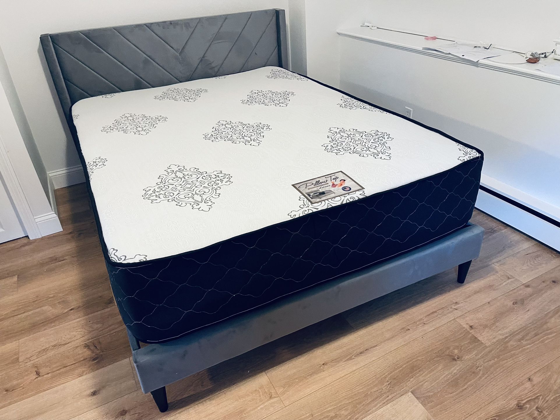 Queen Size Bed Frame-Queen Mattress 12”thick Brand New Delivery All Cities