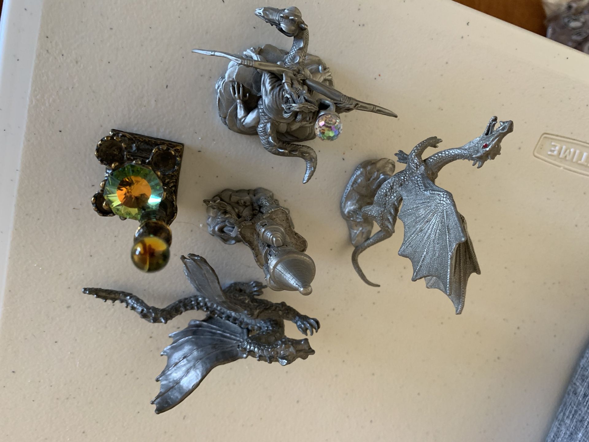 5 Pewter Figurines castles and dragons for 10.00
