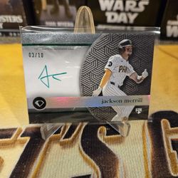 Jackson Merrill 2024 Topps Diamond Icons  Auto Green 3 /10 Jersey Match WPA-JME