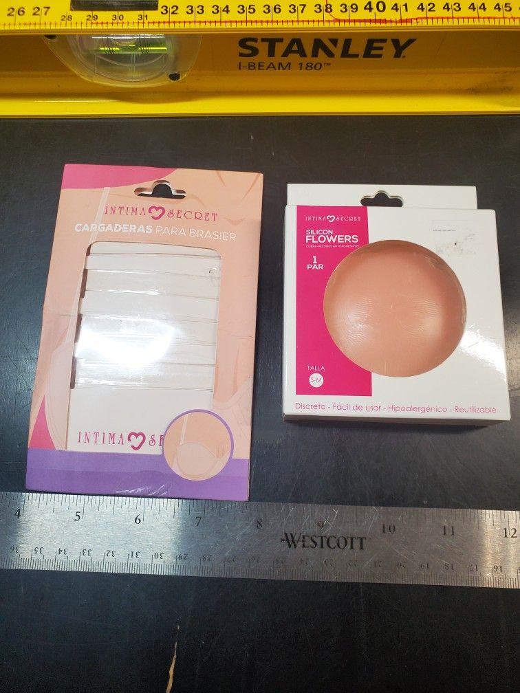 Invisible replacement straps for bra+ 1 pair INTIMATE SECRET SILICON FLOWERS SELF-ADHESIVE NIPPLE COVERS Sz S-M Discreet - Easy to use - Hypoallergeni