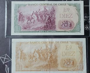 Beautiful Uncirculated Chilean 10 Escudos Banknotes - Both Types