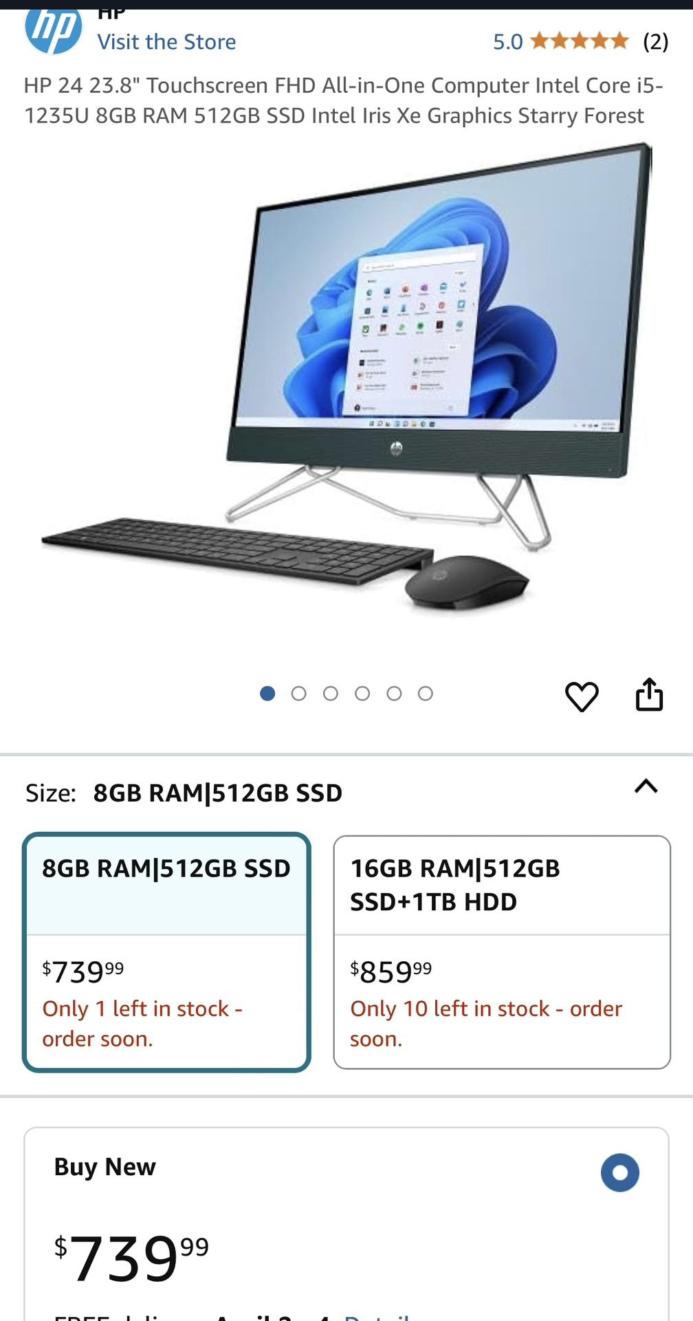 HP 24 23.8" Touchscreen FHD All-in-One Computer