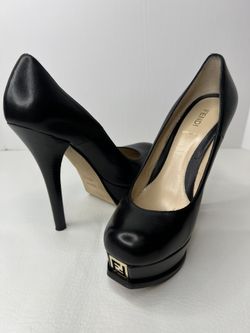 Fendi Decolette Nappa Nero Black Leather Platform heels  39.5 / 9.5