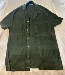 Men’s Short Sleeve Crochet / Knit Button-Down Polo Shirts (Apt. 9 \& Goodfellow - Size L)