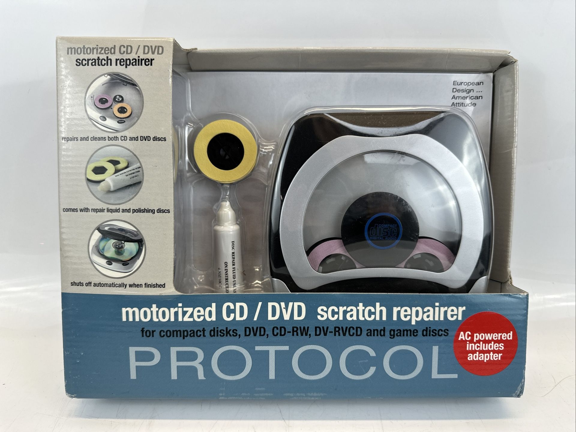 Protocol Motorized CD / DVD / Game Disc Scratch Repairer NEW SEALED Quick Ship