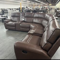 Brand New Reclining Plush Gel Leatherette Sectional 