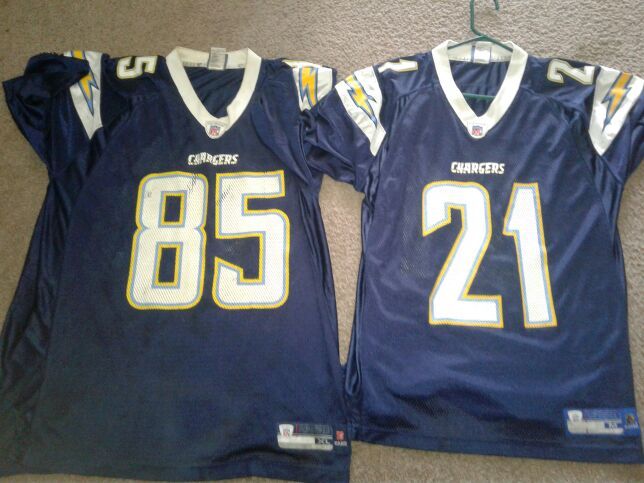 Two Offical Chargers jersey of the two Size M Tomlinson